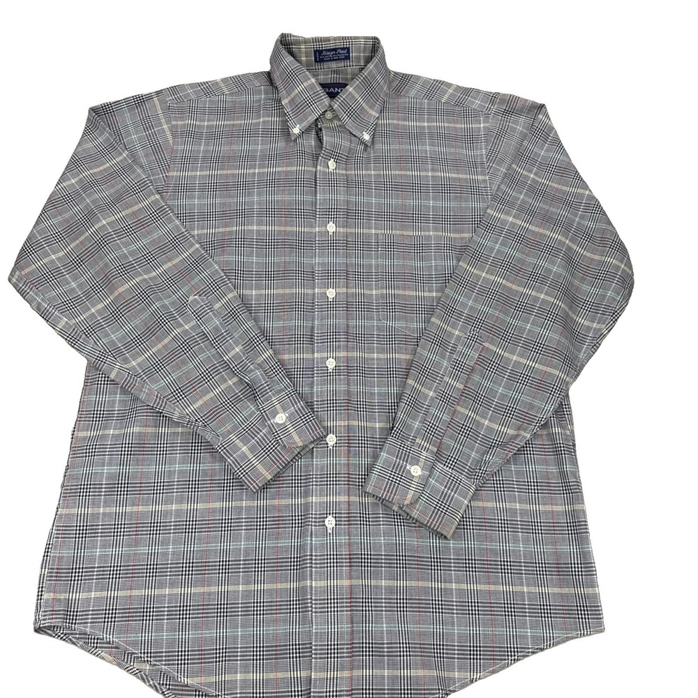 Vintage Gant Shirt Men's 15.5 33 Blazer Plaid Cotton Blend Long Sleeve Hong Kong - Picture 2 of 10